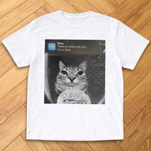 Funny Cat Ring Doorbell Meme Graphic Tee Gildan 5000 NWT